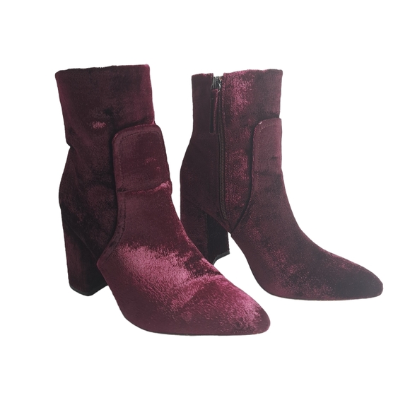 Steve Madden Women's Jaque Burgundy Velvet Ankle Boots 9M - Picture 2 of 15